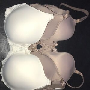 3 Chantelle Rive Gauche Full Coverage Smooth Bras - 2 Nude Cappuccino/1 Ivory